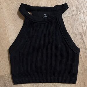 Aerie Black Ribbed Crop Top
